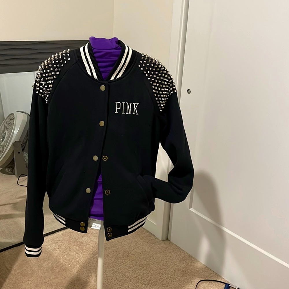 NWOT Victorias Secret “Pink” Studded Varsity Jacket